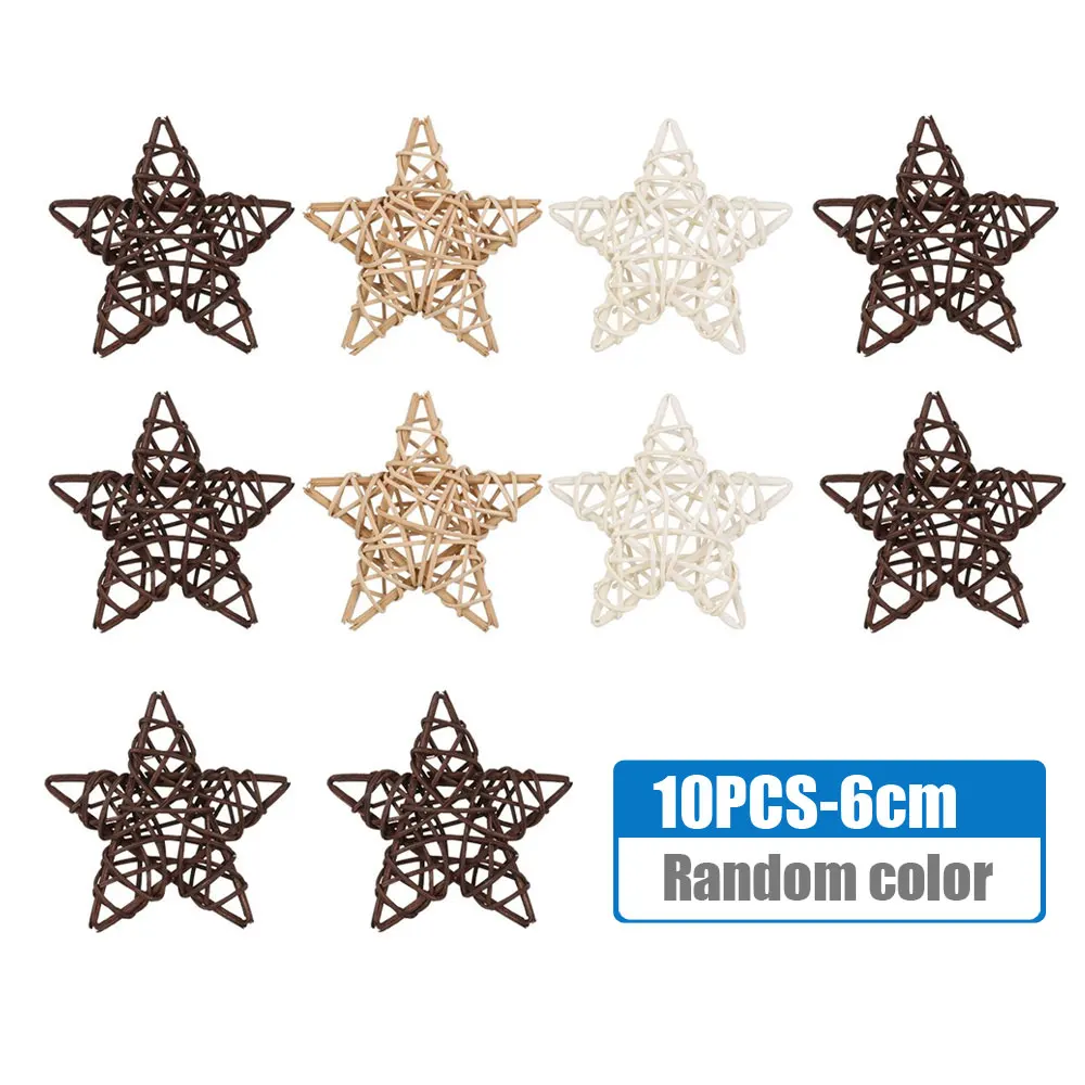 10 pçs madeira café branco rattan bola coração estrelas diy acessórios decorações para casa ornamento da árvore de natal fontes de festa de casamento: Default Title