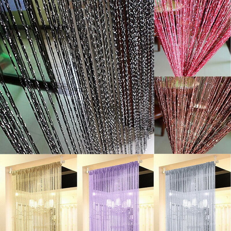 Skinnende snorgardin glitter dusk linje gardiner panel med perle til dørvindu stue soverom boliginnredning hvit svart rød