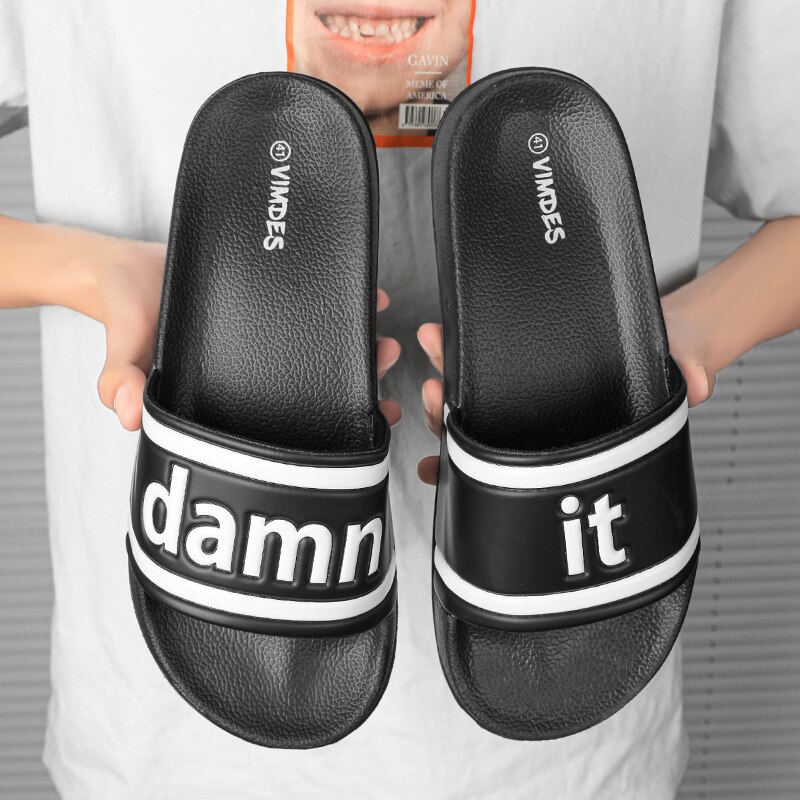 XIMISEN Männer Hausschuhe Große Größe 39-46 Herren Schuhe lässig Atmungsaktive Strand Sandalen Hausschuhe Keil Schwarz Weiß kippen-Flops männer Rutschen: Schwarz / 6,5