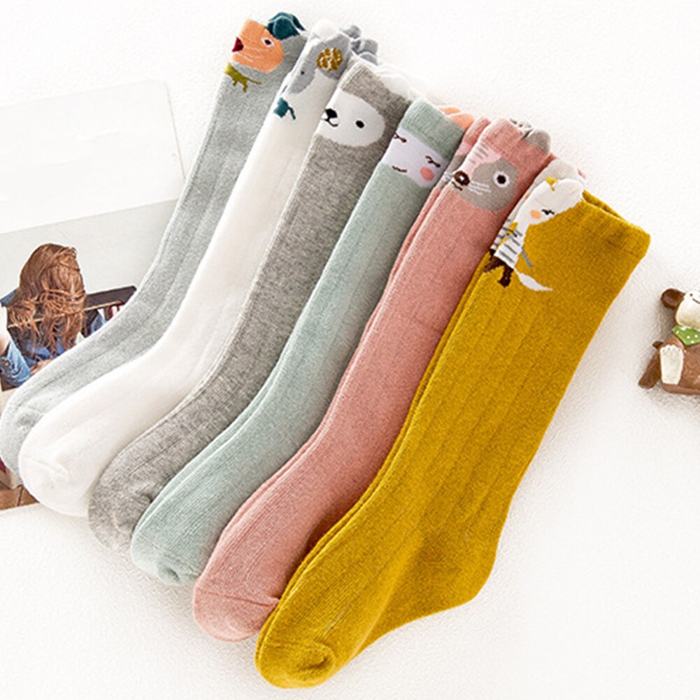 1 Pair Infant Baby Girl Boy Cute Cartoon Animal Print Knee Length Long Socks Autumn and winter baby warm socks