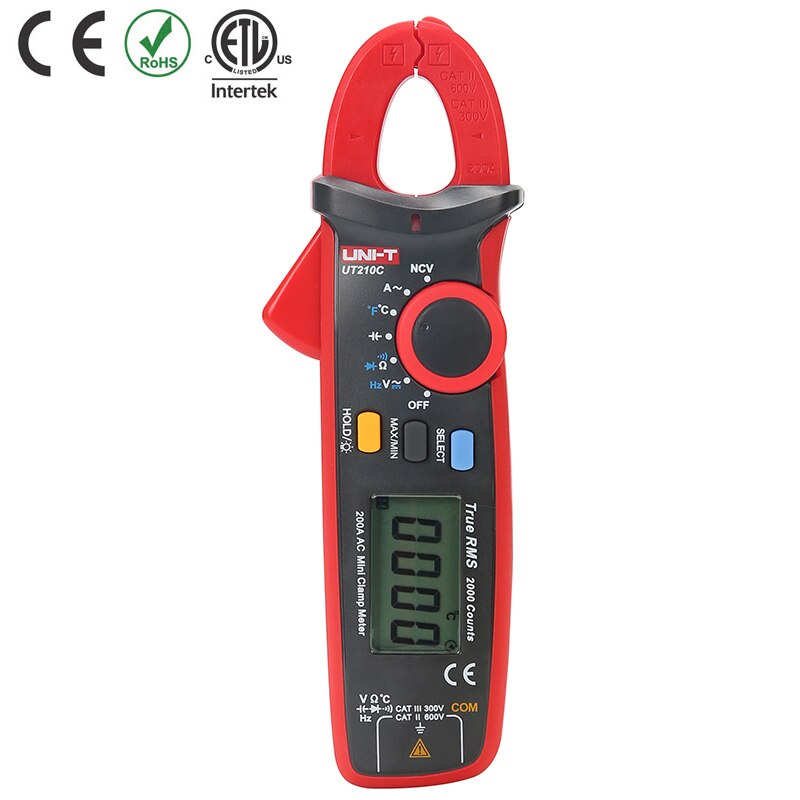 UNI-T UNI T Mini Clamp Meter UT210E Digital True RMS AC/DC Current Voltage Tester VFC Capacitance Non Contact Multimeter Clamp