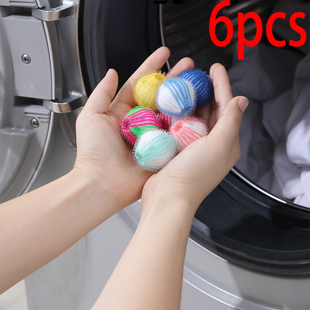 6pcs Nylon Laundry Ball Decontamination Washing Machine Washing and Protecting Ball Sticking and Removing Hair Removal Cleaning