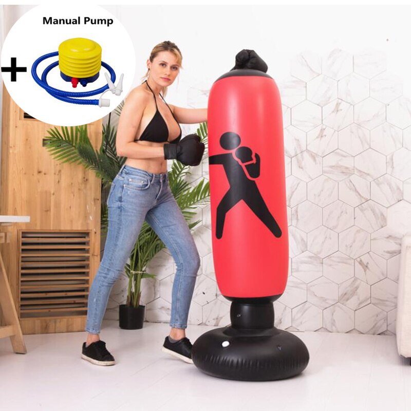 Inflatable Boxing Punching Bag Fitness Punching Bag Fitness Equipment Tumbler Boxing Pillar Taekwondo Training for Kids Adults: Red