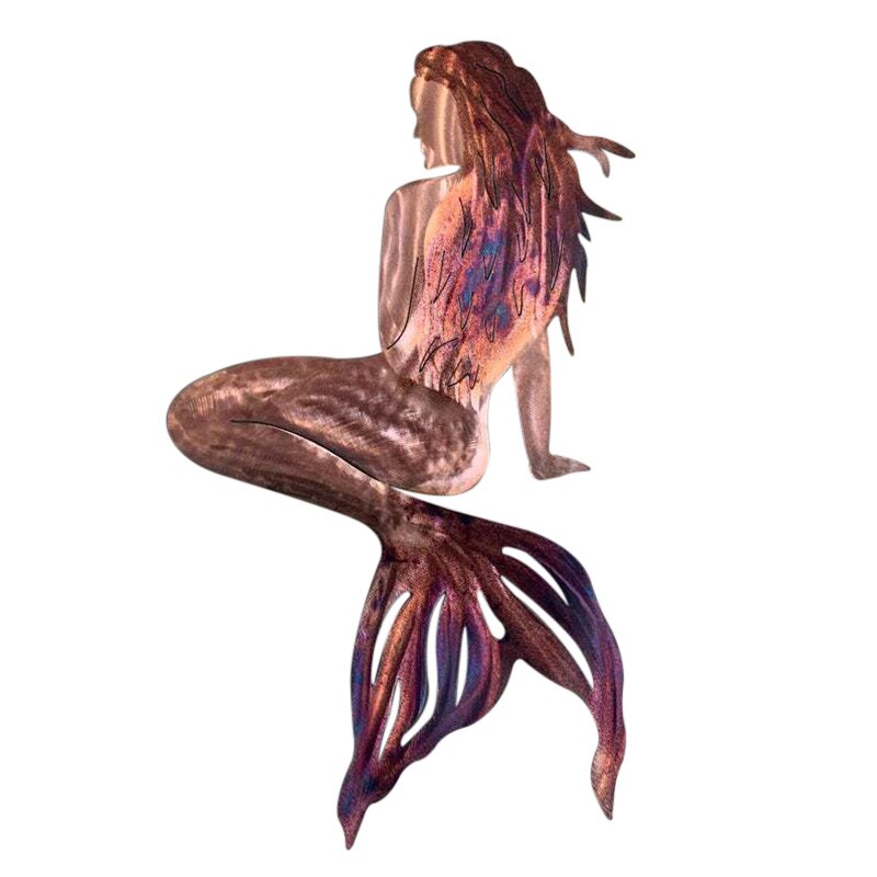Décoration murale de sirène en fer forgé, Art en métal pour maison, jardin, plage, LBE LBE: Coppery