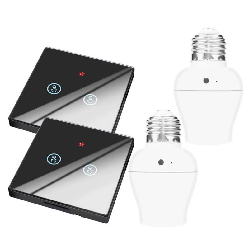 SMATRUL E26 E27 Lamp Holder Bulb Smart Switch Light Touch Wireless 1/2/3 Gang 433Mhz RF Remote Control Wall Panel Home 110V 220V: 04