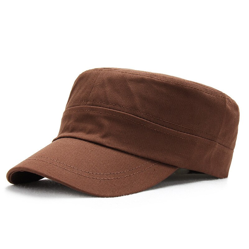 Menn utendørs uformelt hatt lokk ensfarget solhatter voksen stor størrelse hær flat caps 55-62cm: Kaffe