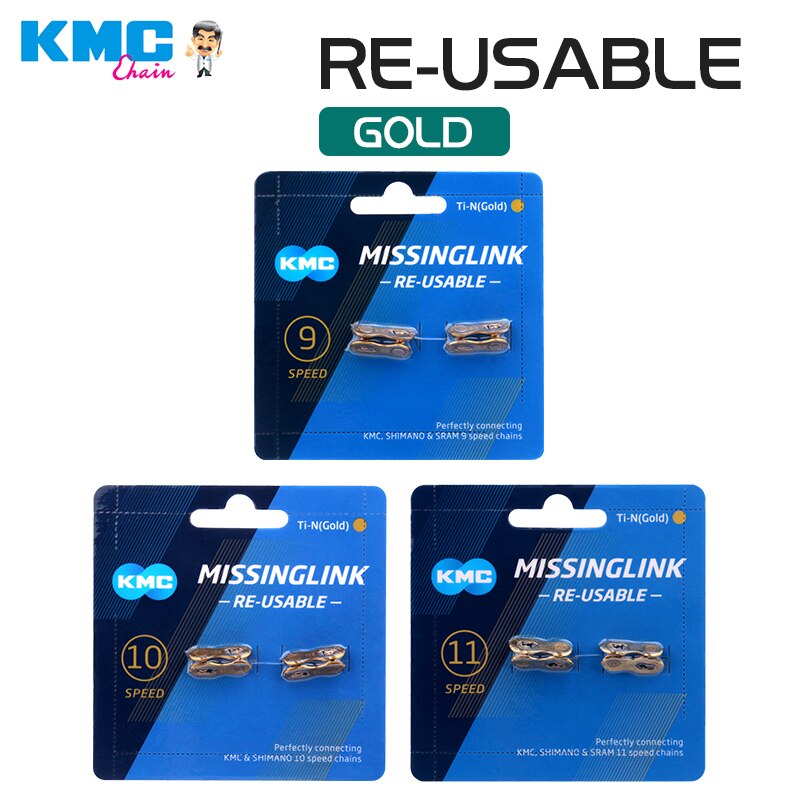 2 Pairs KMC Chain Missing Link 6/7/8/9/10/11 Speed Silver Gold Color Reusable Chain Magic Clasp Bicycle Chain Repair Parts
