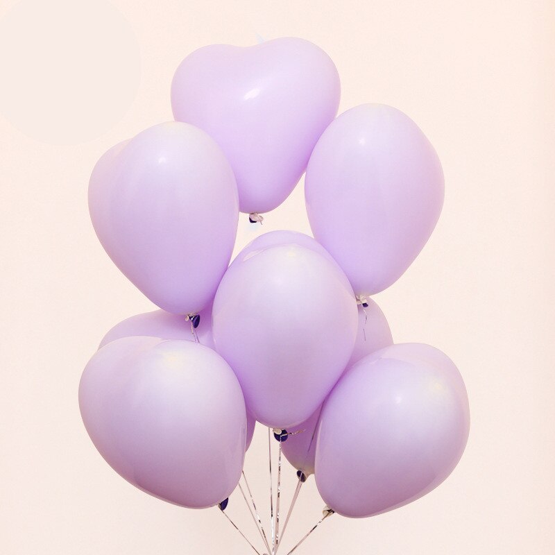 100 stk 10 tommer macaron latex balloner slik farve hjerteform ballon valentinsdag bryllup jul fødselsdagsfest indretning: Lilla