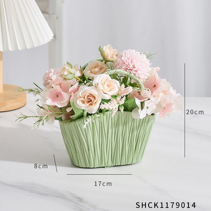 Artificial plants for decoration home decoration accessories Room decor wedding decoration Artificial flowers Desktop Bonsai: flower pot set F