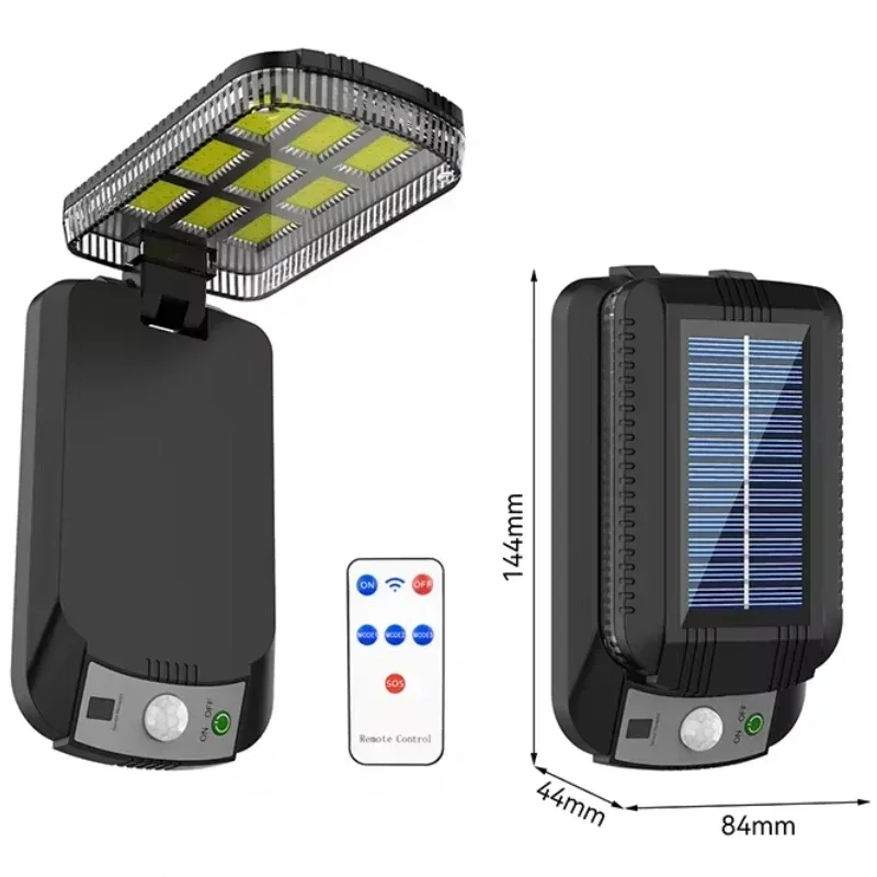 Opvouwbare led-wandlamp op zonne-energie, waterdichte spotlamp met afstandsbediening, pir-bewegingssensor, wandlamp op zonne-energie: Blauw