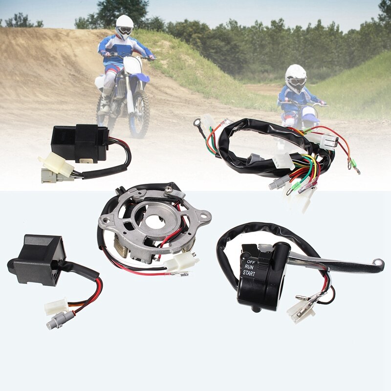 Motorfiets Kabelboom Contactslot Cdi Unit Remhendel Coil Stator Assembly Kit Voor Yamaha PW50: Default Title