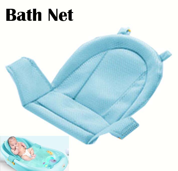 Baby bad sikkerhedsnet nyfødt badekar støttemåtte spædbarn brusebad pleje ting justerbart sikkerhedsnet vugge sving til spædbarn bad: Blå