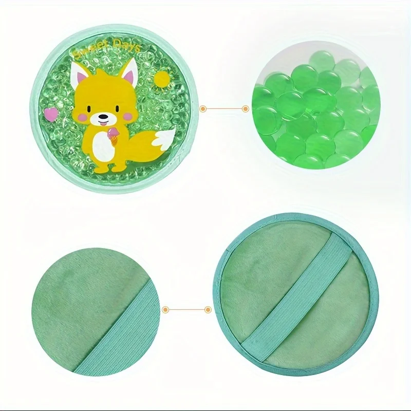 Bolsa de gel de compresa y compresa fría con patrón de dibujos animados, bolsa de hielo de compresa fría de enfriamiento físico reutilizable