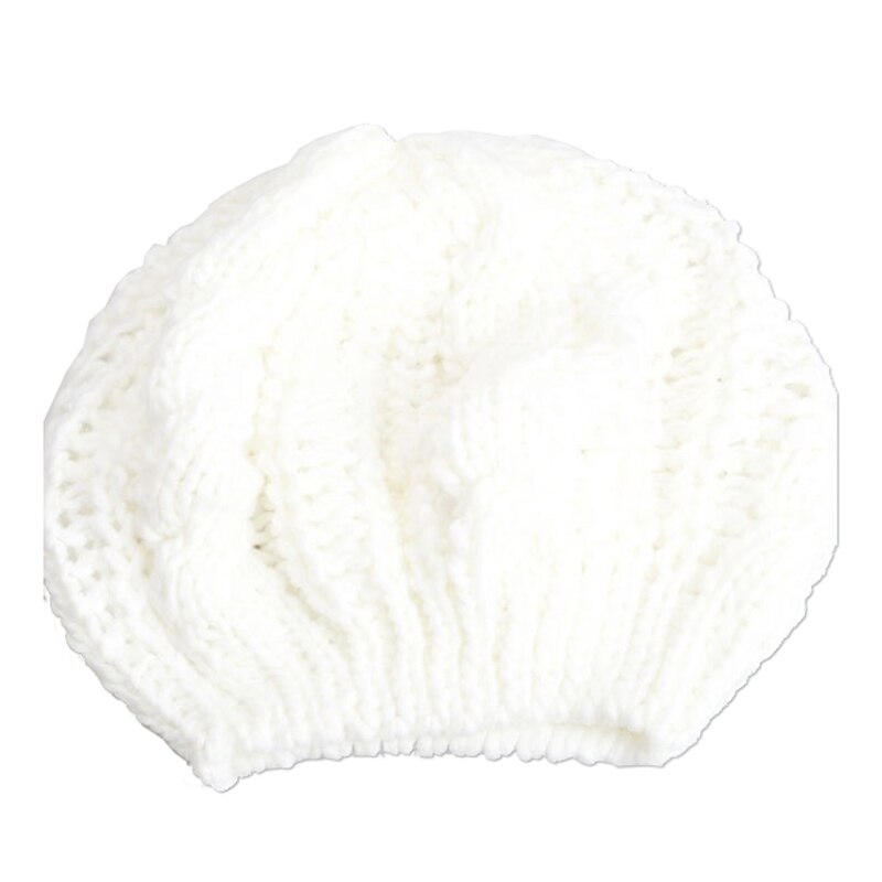Chic Wol Gebreide Baret Hoeden Herfst Winter Vrouwen Meisjes Mode Accessoires Warme Comfortabele Elastische Eenvoudige Caps: WHITE