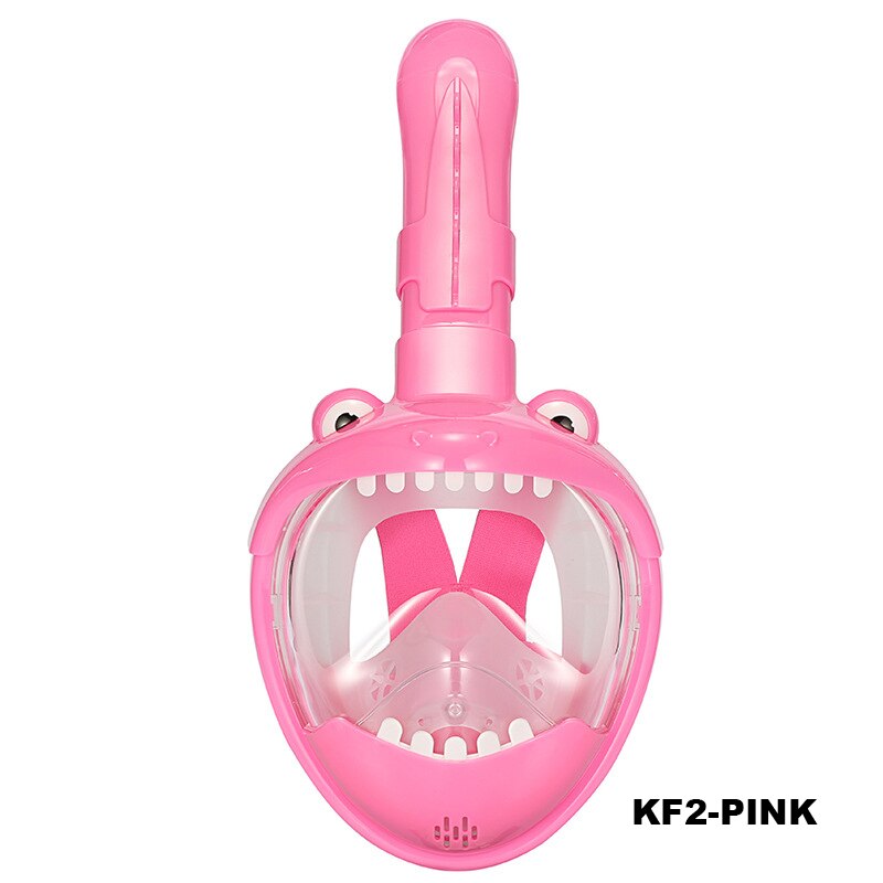 Mascarilla de buceo con forma de tiburón para niños, máscara de silicona, plegable, tubo de respiración completamente seco, equipo de natación: KF2-Pink