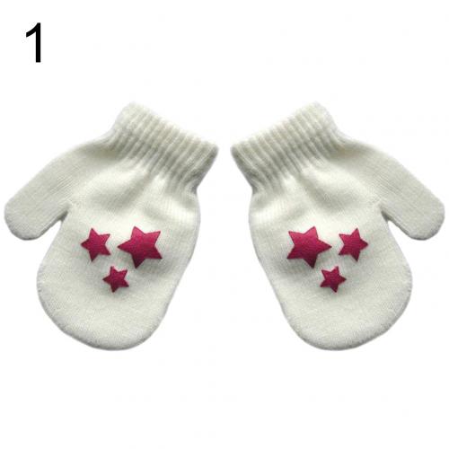 1 par vinterfødte baby anti-ridse handsker stjerne hjerte print strikkede vanter