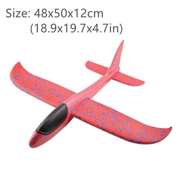 50CM Big Foam Plane Flying Glider Toy With LED Light Hand Throw Airplane Outdoor Game Aircraft Model Toys for Children Boys: 50cm Red no LED