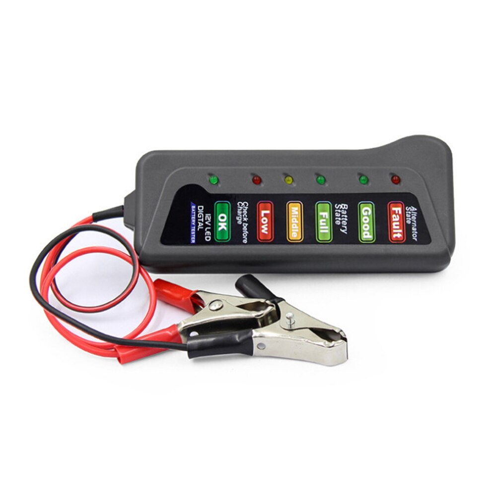 12V Auto Digital Battery Tester Alternator 6 LED Light Car Diagnostic Tool