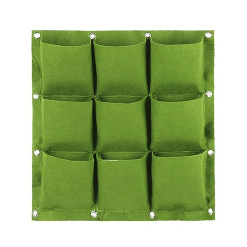 Muur hangende plantzakken tuin verticale plantenbak met meerdere zakken voor aan de muur gemonteerde tuin bloemen buiten binnen kweekpotten: 9 zakken groen