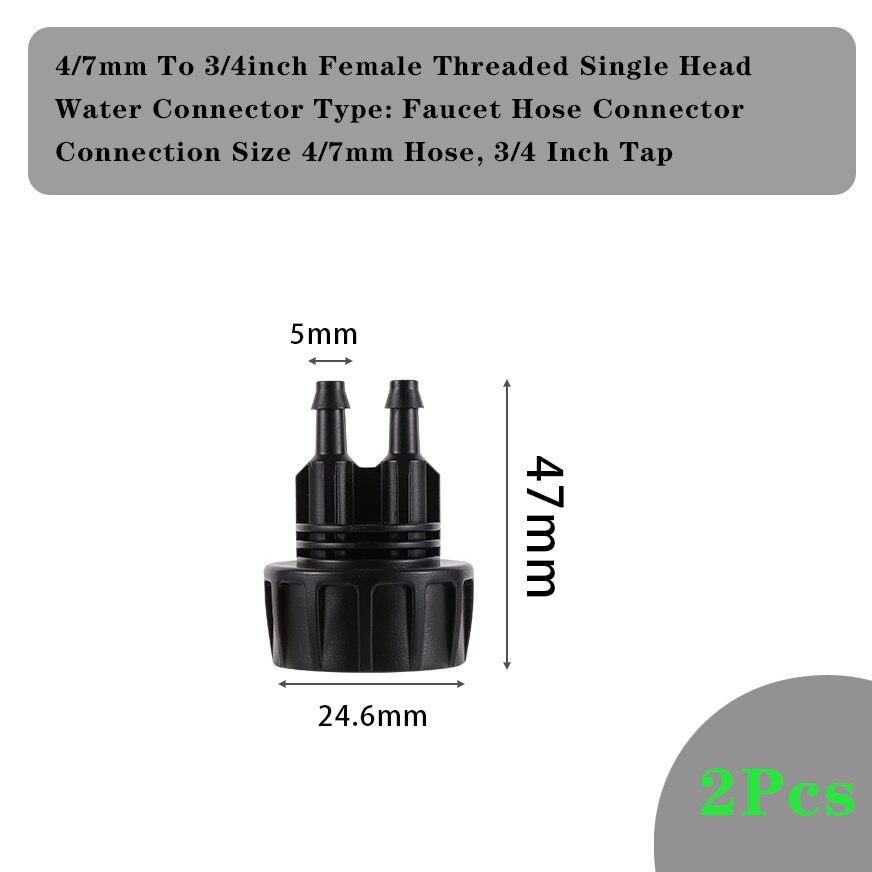 Raccords d'arrosage goutte-à-goutte, raccords de dérivation à simple et double tuyau en té barbelé de 1/4 pouces, connecteur de tuyau de 4/7mm, 2 pièces: G