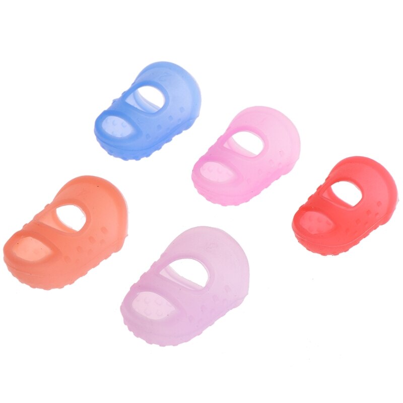 Silicone dedal dedo protetor costura costura ferramenta costura costura cores aleatórias: F