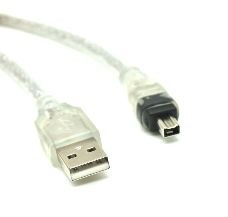 FireWire 1394 naar USB-datakabel IEEE 1394 4-pins naar USB-ministekker Firewire voor MINI DV HDV-camcorder om te bewerken voor DV PC-camera: WHITE