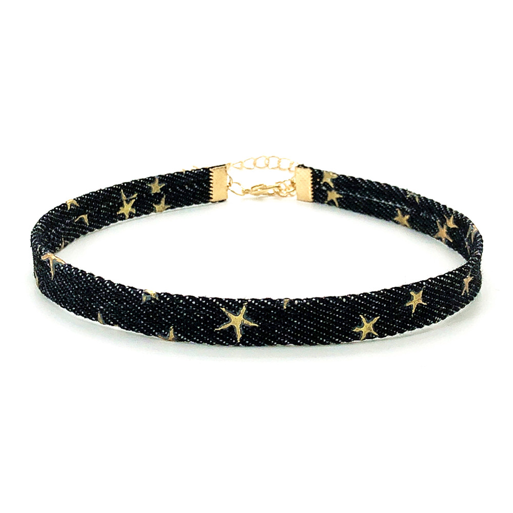 Collar étnico gótico de mezclilla para mujer, Gargantilla Bohemia Vintage, Estrella Negra, accesorios de cadena para el cuello, joyería para mujer,