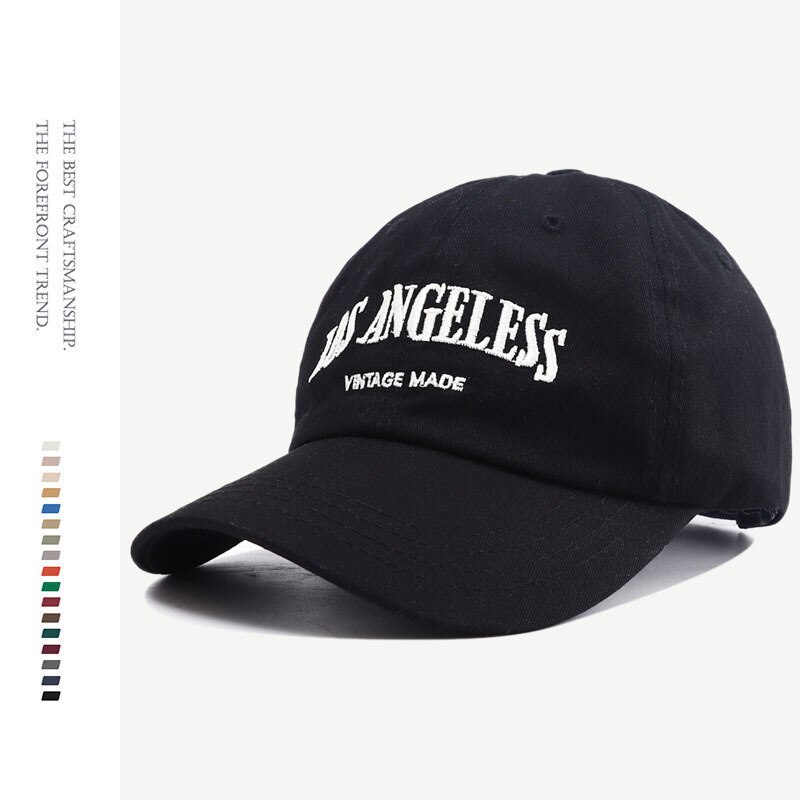 2022 Geborduurd Los Angeles Katoenen Baseball Cap Man Snapback Hoed Zwart Gemonteerd Vader Hoeden Voor Mannen Vrouwen Gorros hombre: Black