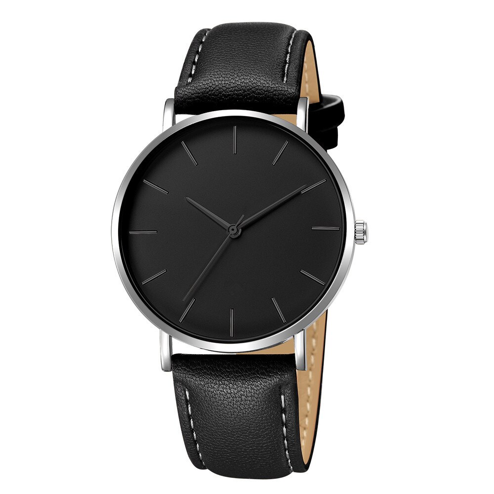 Minimalistische Mannen Quartz Horloge Mode Ultra Dunne Horloges Eenvoudige Mannen Business Lederen Mesh Riem Quartz Horloge Relogio Masculino: H