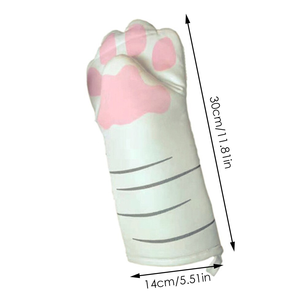 Guanti da forno in cotone con zampa di gatto 3D guanti antiscivolo resistenti al calore professionali lunghi guanti isolanti in cotone da forno strumento per grigliare barbecue: rosa 1pezzi