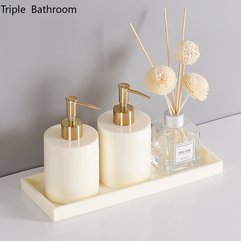 Ensemble d'accessoires de salle de bain nordique en résine, bouteille de savon liquide, distributeur de shampoing, boîte à mouchoirs, plateau, outils de lavage, organisateur de toilettes 1 pièce