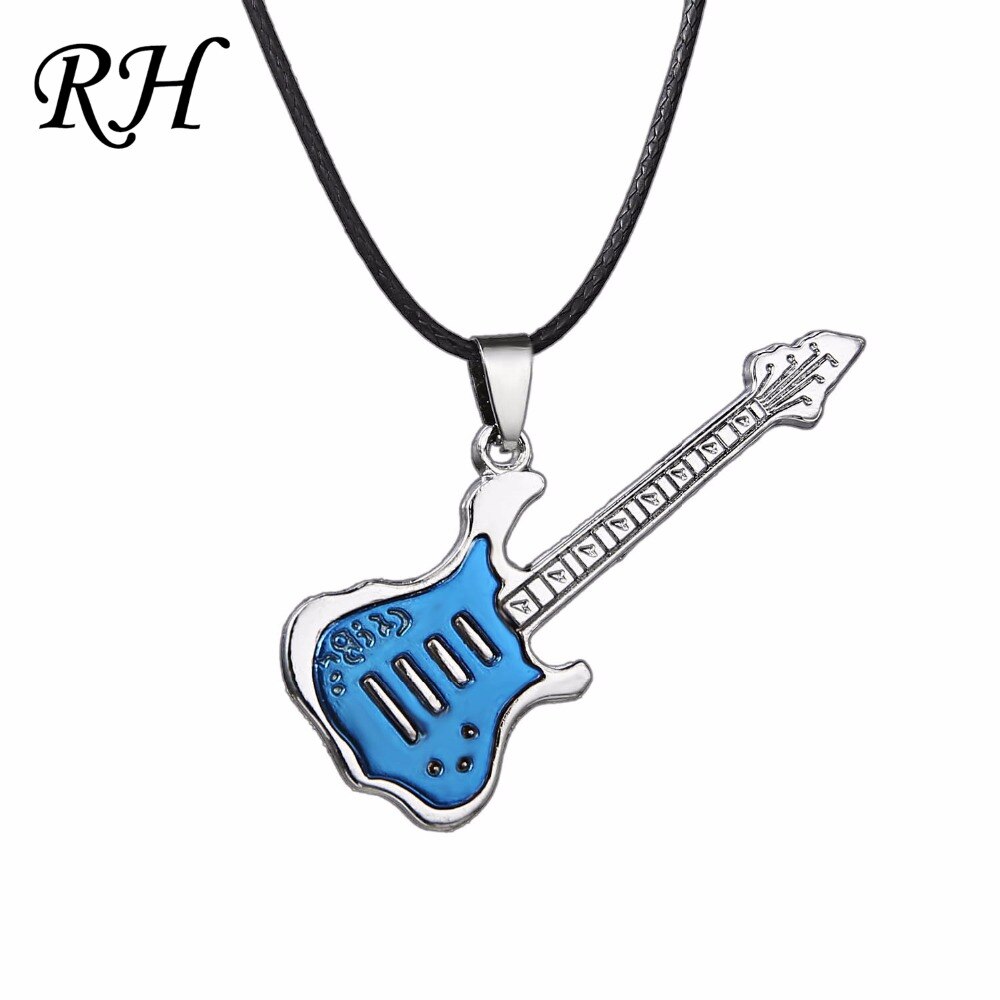 Edelstahl Gitarre Halsketten punk rock Halskette Anhänger Ketten Zubehör Musik Schmuck instrumente Choker