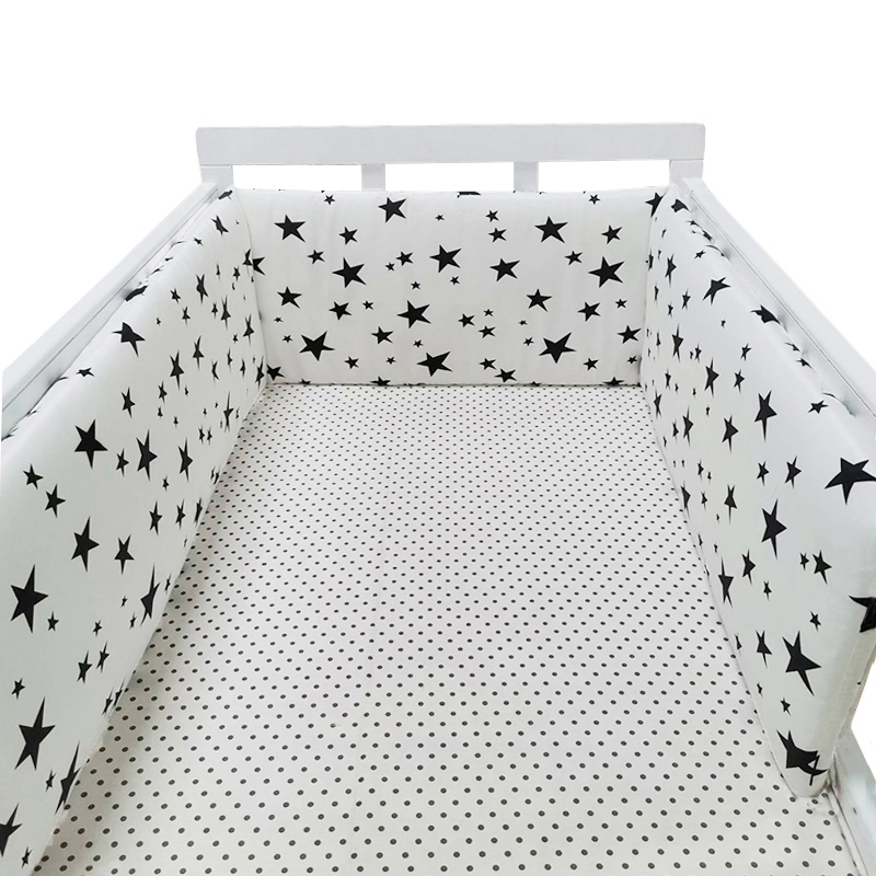 Baby Bed Crib Bumper stars U-Shaped Detachable Zipper Cotton Newborn Bumpers Infant Safe Fence Line bebe Cot Protector Unise