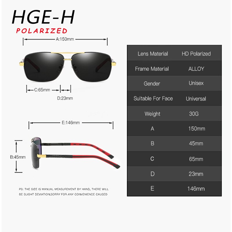 Hge-h mærke mænd aluminium solbriller polariserede  uv400 spejl mandlige solbriller kvinder til mænd 100%  uv rejsebriller  kd72