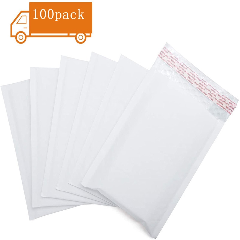 100 PCS/Lot White Kraft Paper Padded Envelope Post Bags Speedy Mailers Bubble Envelope wrap Courier Self-seal Office Supplies