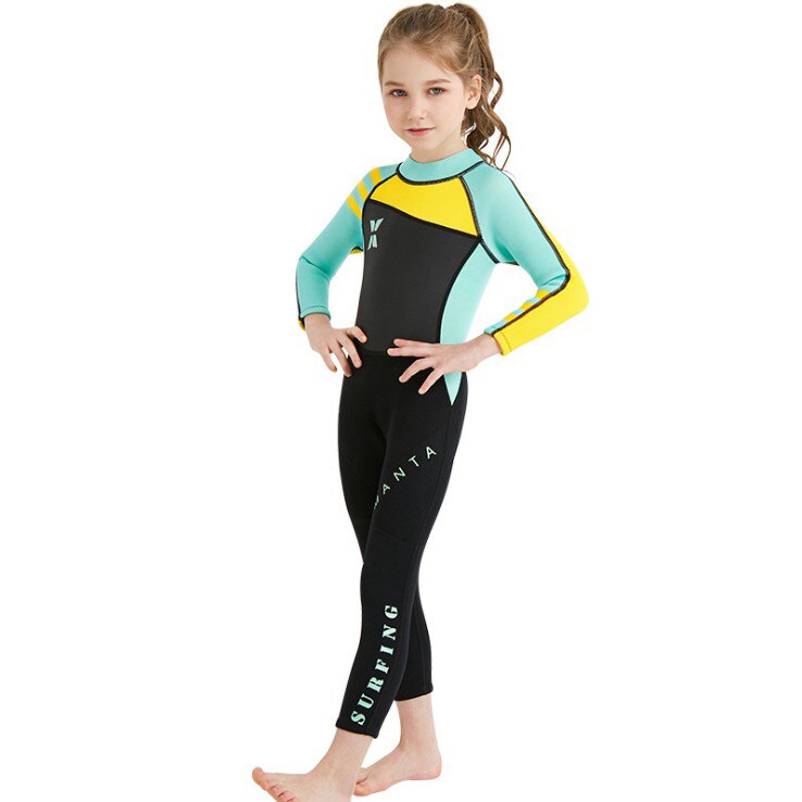 children diving suit 2,5mm neoprene wetsuit kids girls keep warm einteiliges long sleeve uv protection swimwear wetsuits