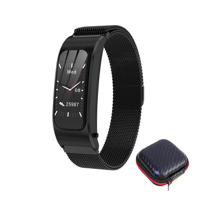 Smart watch Wireless Headphones Heart Rate Blood Pressure Fitness Bracelet Bluetooth 5.0 Earphone Headset Wristband Watch Band: Black box