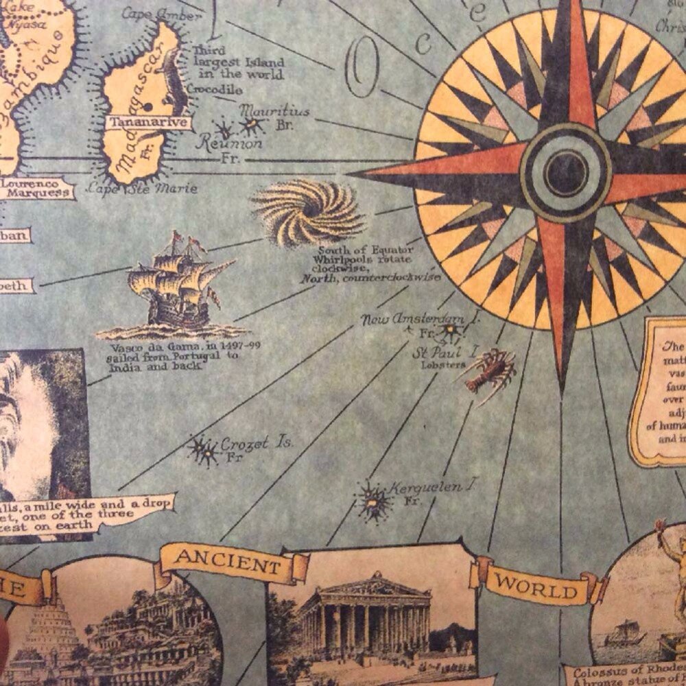 Great Building and Architecture Miracle Wolrd Map for School Stationery & Office Supply