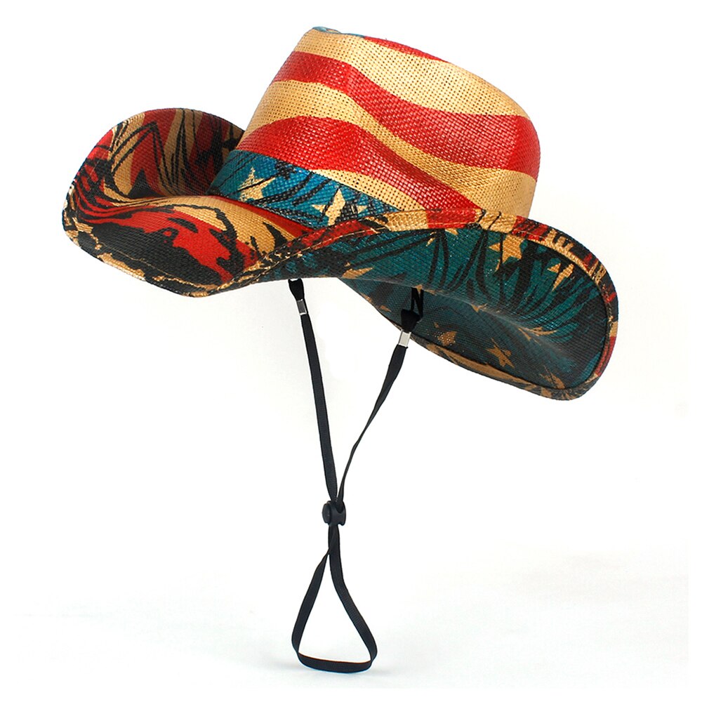 stroh Cowboy Hut Frauen Männer Sommer Westlichen Sombrero Hombre Hut Pamama Winddicht Seil Sonnenhut
