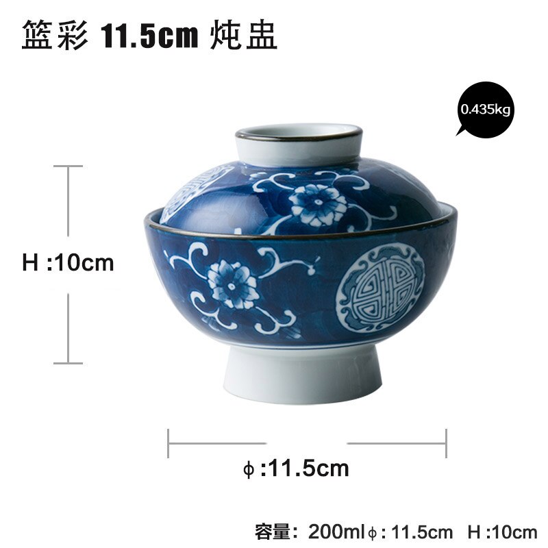 Kinesisk bordservice håndmalet keramisk skål med låg rissuppe nudler husholdningsgryderet kopbetræk porcelæn: 11.5cm