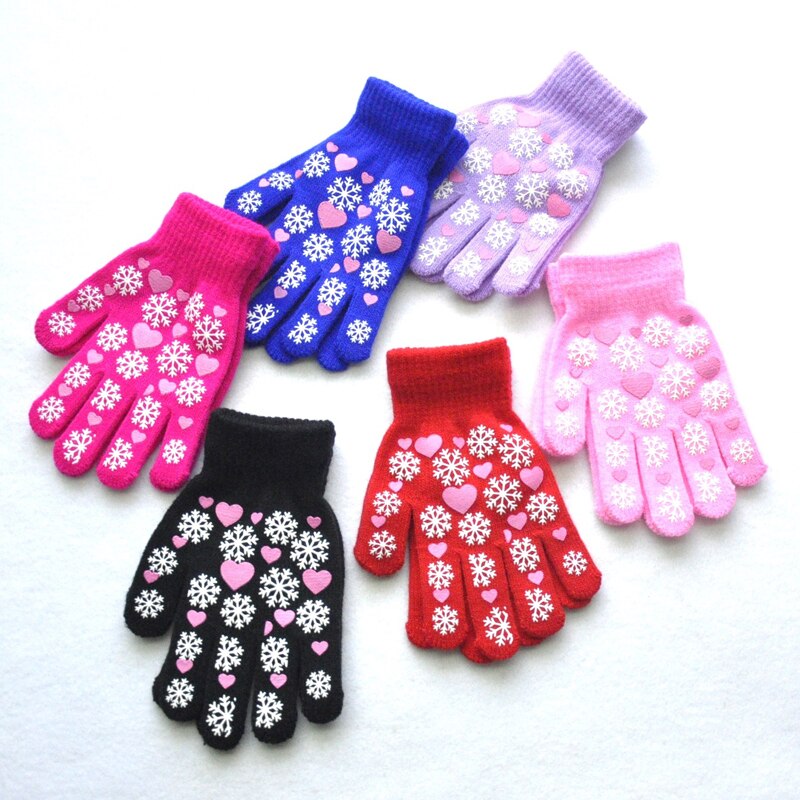 Warmom Nette Kind Fäustlinge freundlicher Winter Gestrickte Handschuhe Für Jungen Mädchen Schneeflocke Liebe aufbringen Fingerling Luvas Warme Fäustling