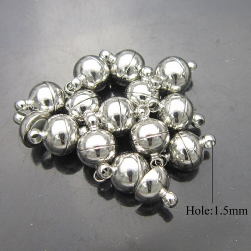 10 stk 6mm/8mm runde perler magnetlås diy-koblinger smykker armbånd halskjede tilbehør som gjør funn glatt / gullfarge: Flis / 6mm