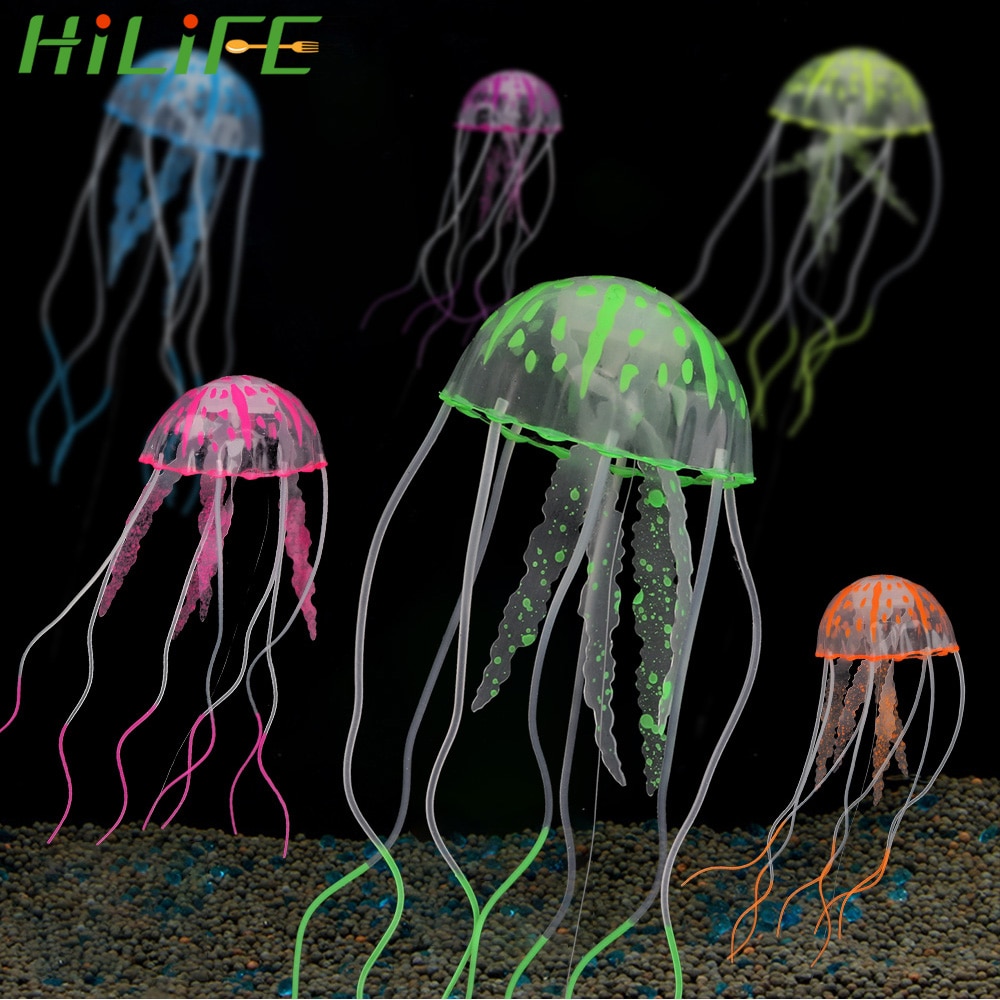 Hilife aquarium decoratie gloeiende kunstmatige levendige kwallen aquarium decoratie ornament 1pc siliconen imitatie kwallen