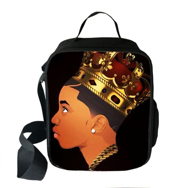 Afro boys girls print insulated lunch bag for kids black lives matter food cooler lunch box American Africa BLM Portable Bag: wcbafro42