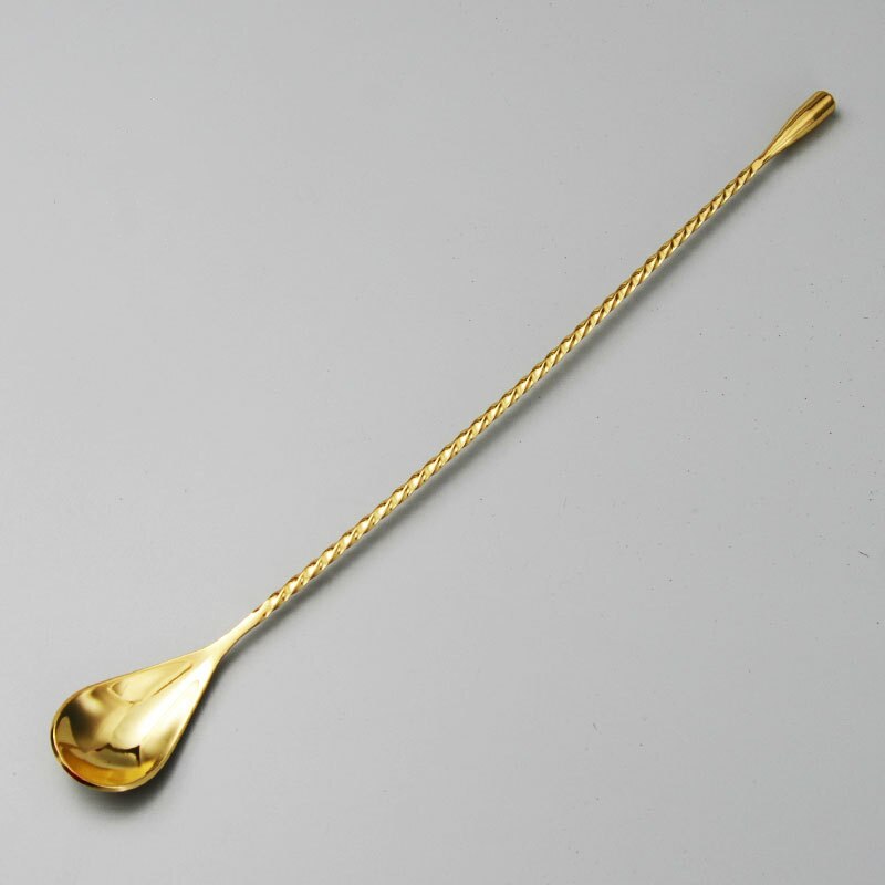 4 Colors Simple Swizzle Stick Water Droplets Spoon Stainless Steel Raindrops Bar Serves Cocktails Tools Thread Bar Spoon