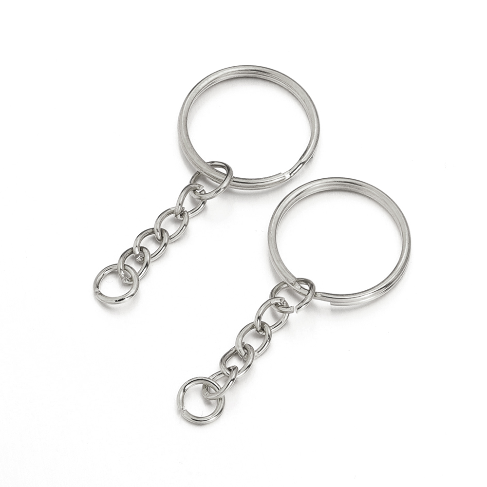 10 unids/lote llaveros de hierro llavero en blanco llavero con anilla dividida llavero anillos DIY hallazgos hacer accesorios de llavero: Gris