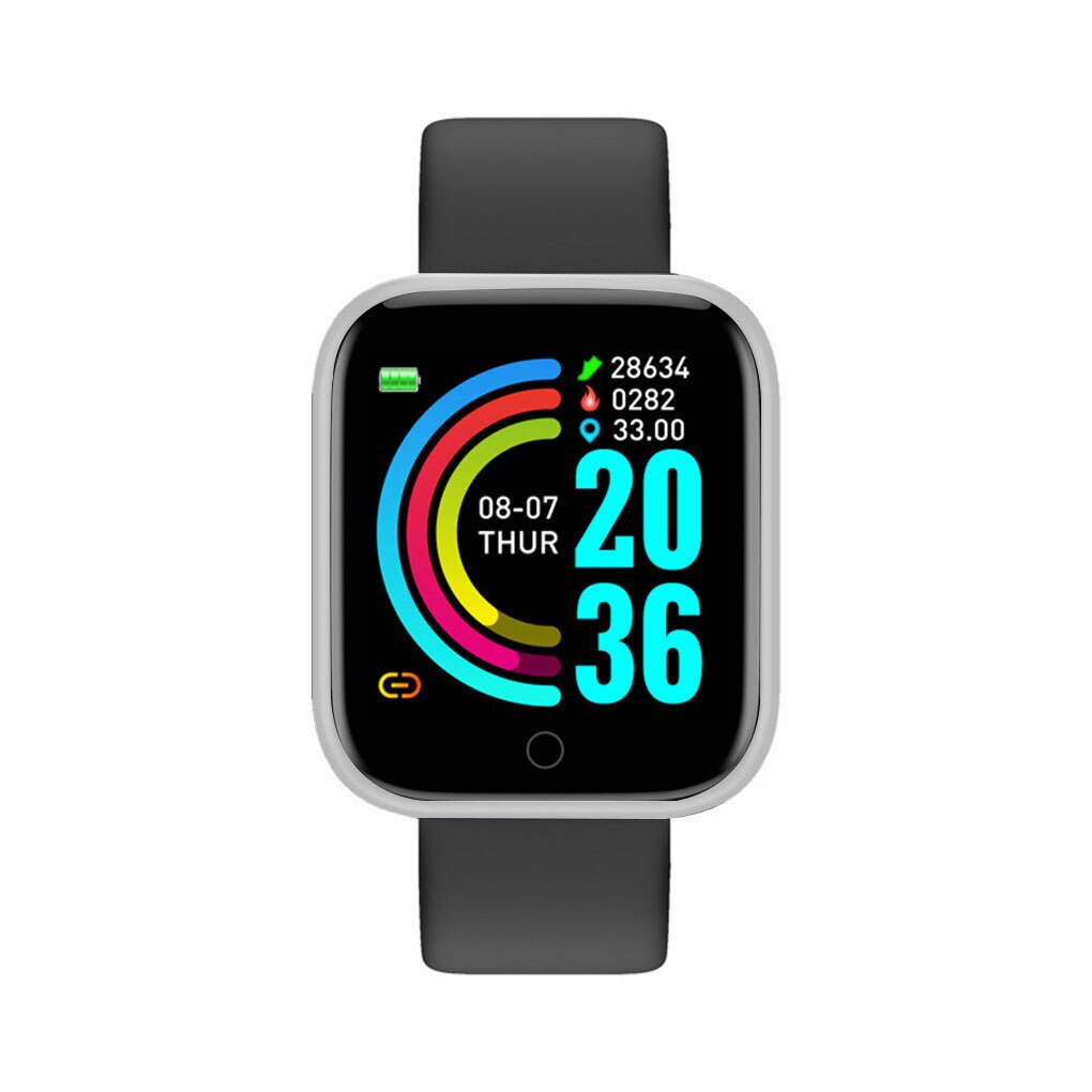 Montre connectée Y68, Bluetooth 4.0, moniteur de fréquence cardiaque, pression artérielle, rappel de Massage, Fitness: silver black