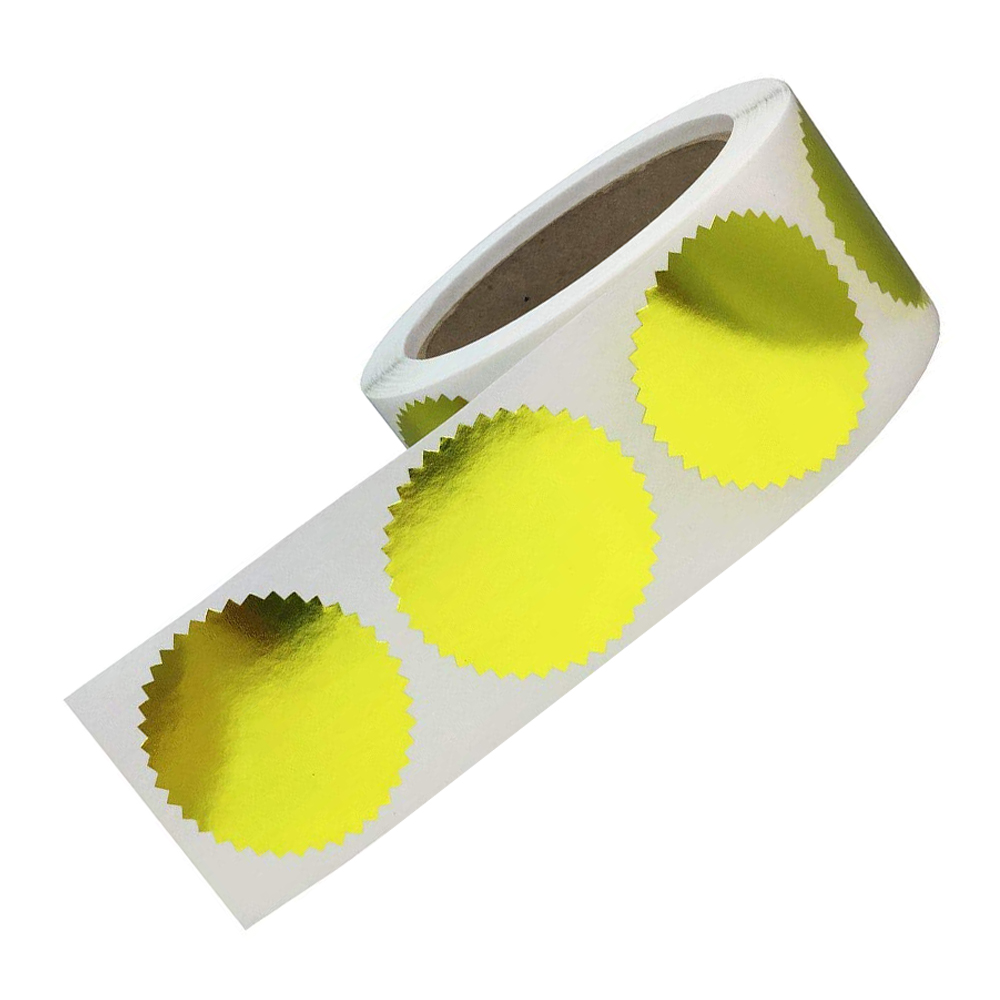 Gold Foil 2“ Award Self-Adhesive Sealing Sticker Silver Foil Certificate Label Seal Making Paper Shiny Bank Labels 500pcs