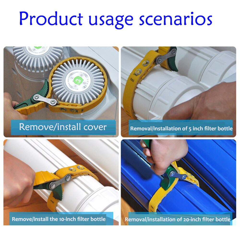 Adjustable machine water purifier bottle oil filter with opener filter element removal tool machine puller belt wrench chain