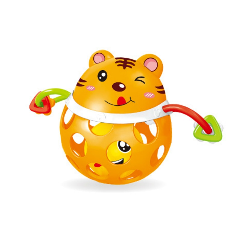 Baby Hand Bell 0-12 Months Puzzle Grasp Ball Soft Plastic Teeth Toy Animals Toys for WJ602: Tiger